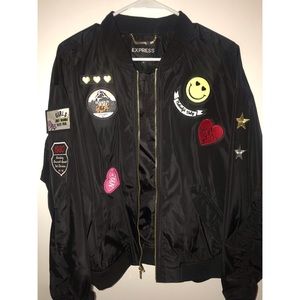 Express Black Bomber with Patches
